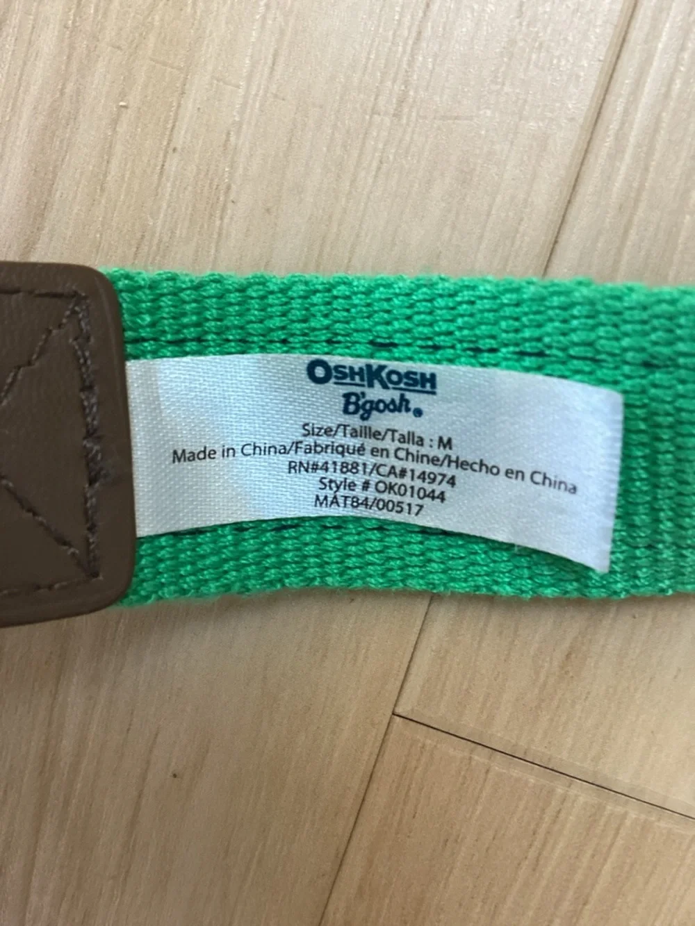 OshKosh Child Navy & Bright Green Embroidered Bug Canvas Belt Medium